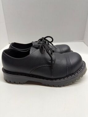 Vegetarian Shoes Airseal 3 Eyelet Ankle Lace Up Shoes Steel Toe Black Size US 6